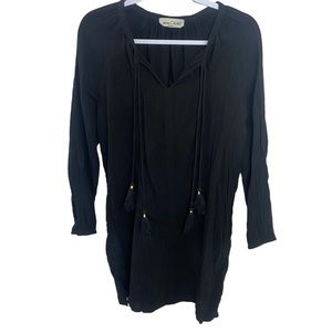 Johnny Was Calme Black Cotton Long Sleeve Dress